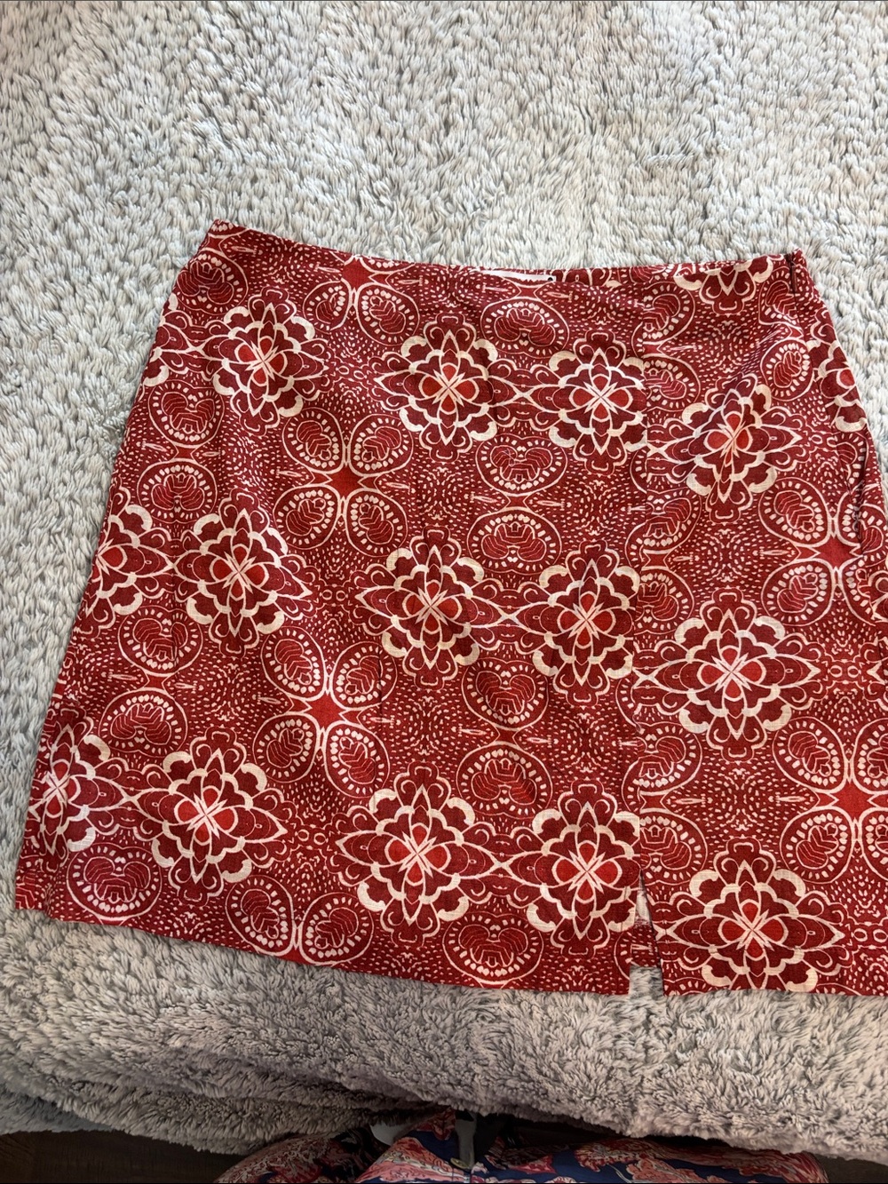Reserved Red and Cream Floral Mini Skirt